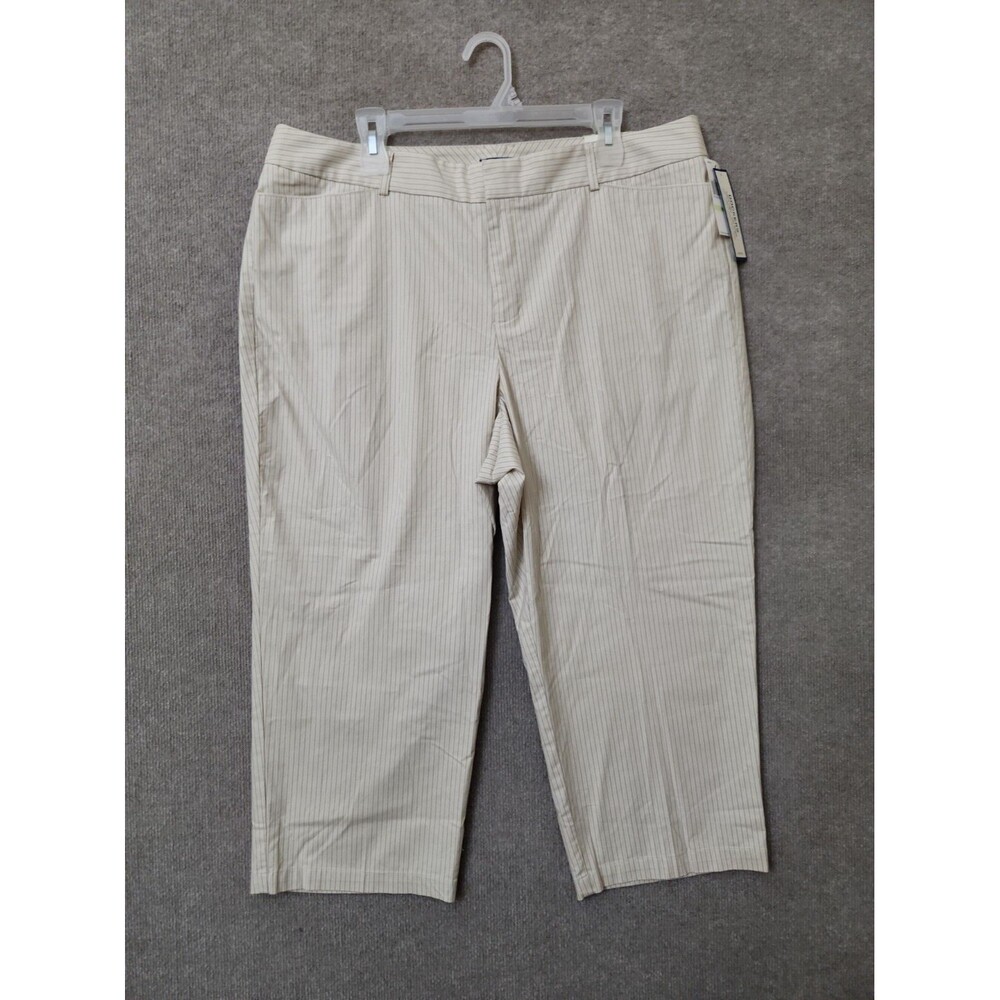 Dockers Metro Capri Pants Womens 18W Beige Striped Stretch NEW